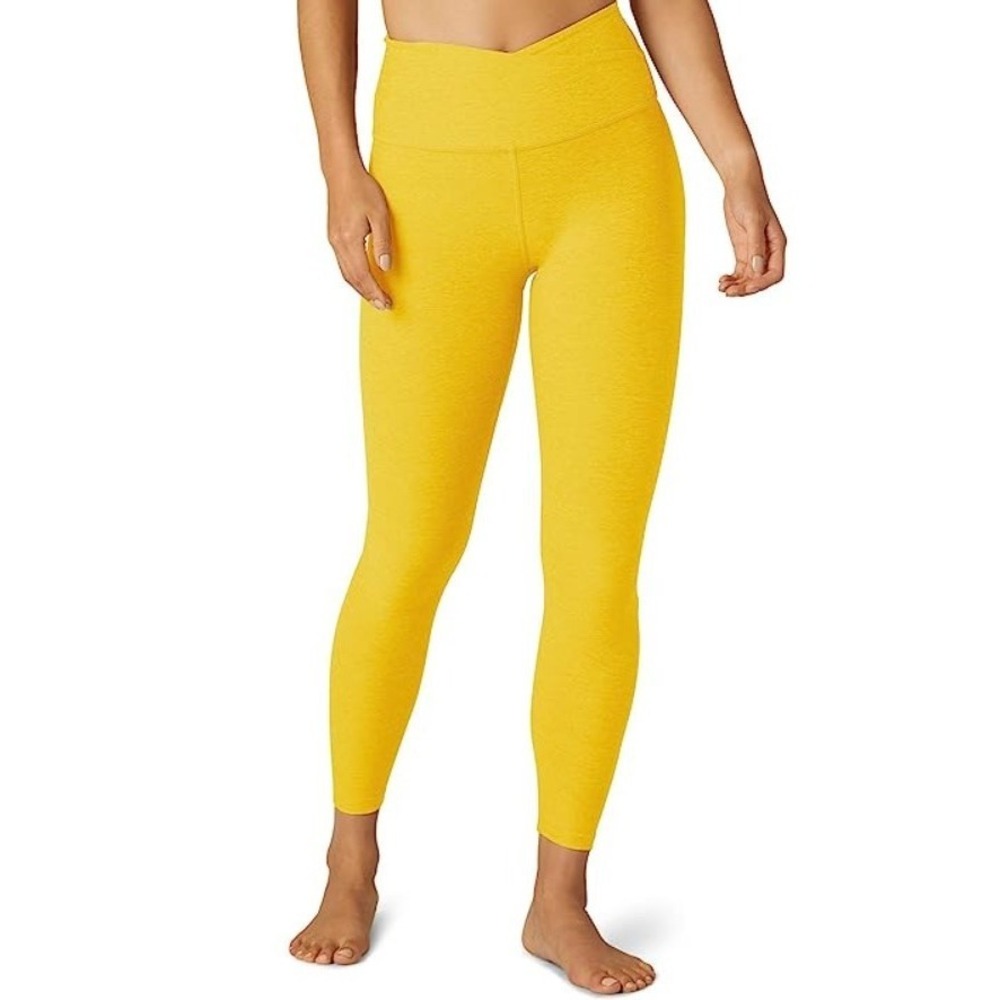 Beyond Yoga At Your Leisure Leggings Women's XS Yellow High Waisted Midi NWT $99